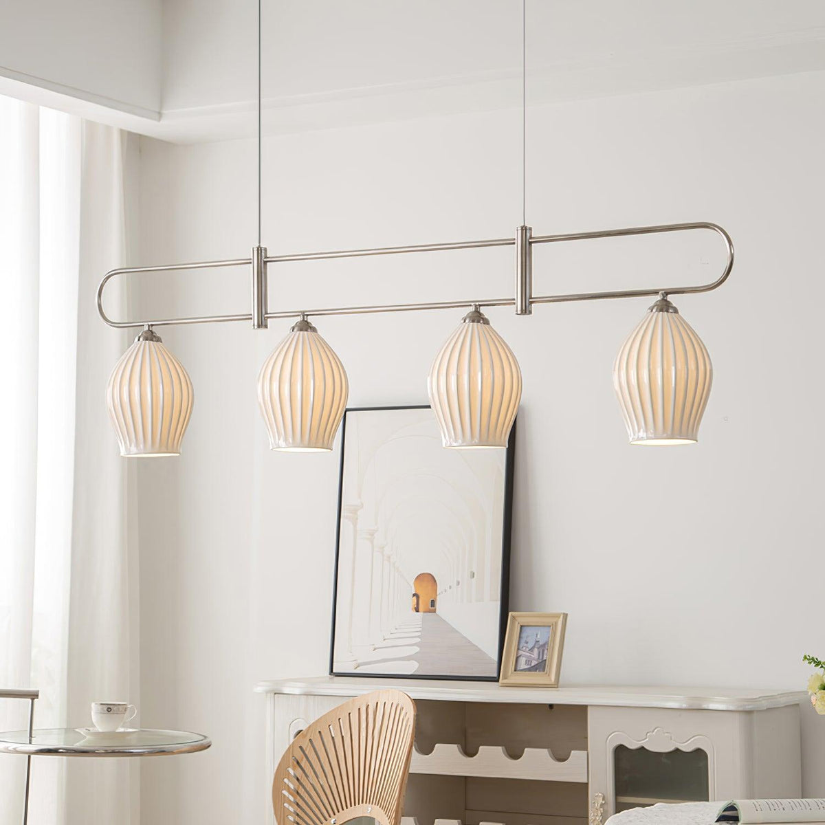 Ceramic Ribbed Pendnat Light
