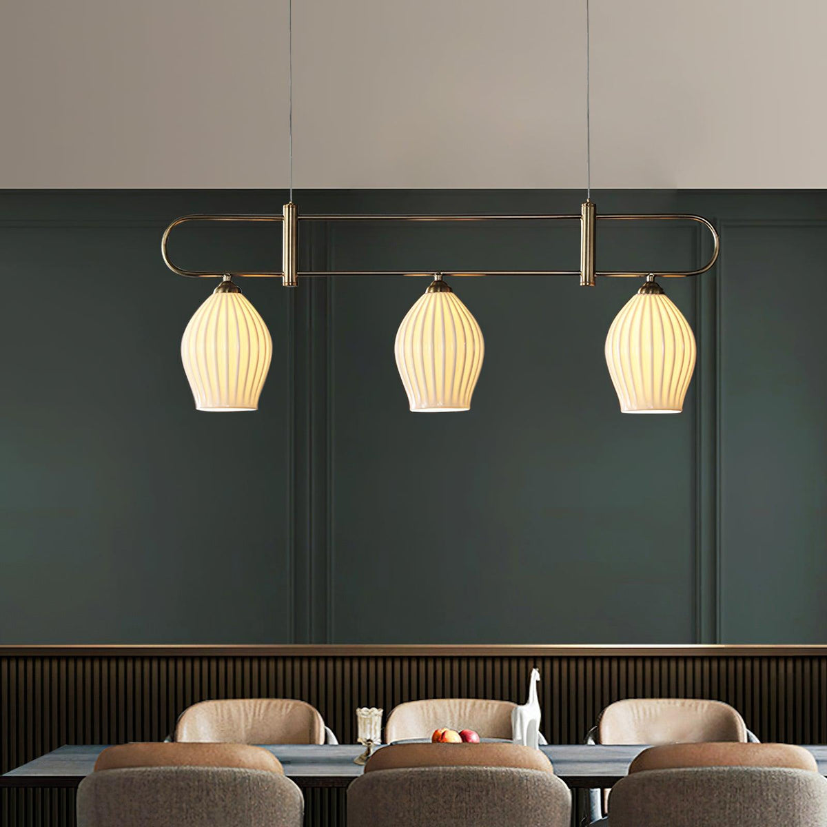 Ceramic Ribbed Pendnat Light