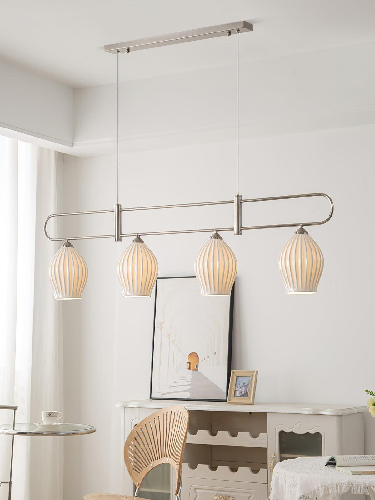 Ceramic Ribbed Pendnat Light