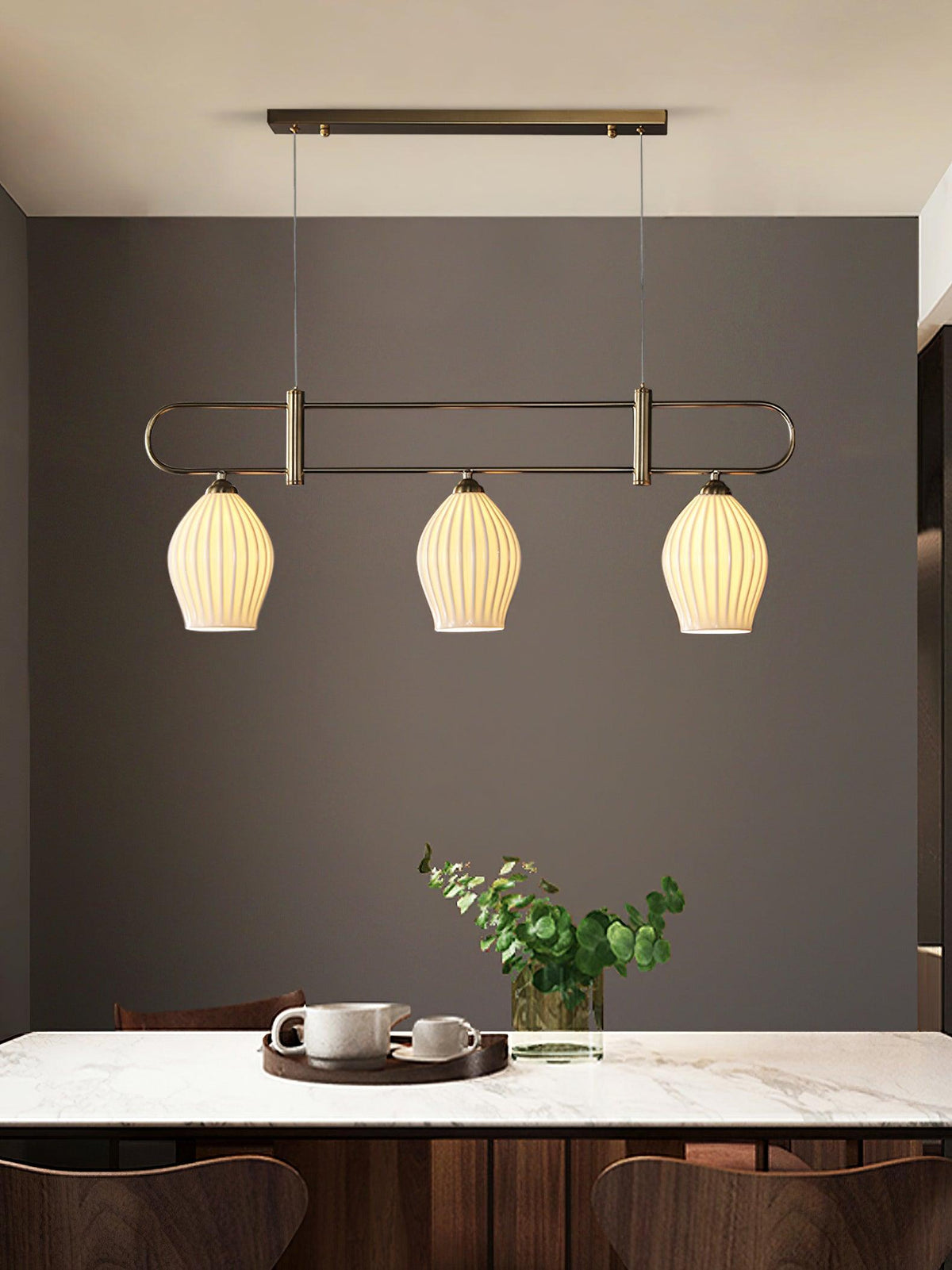 Ceramic Ribbed Pendnat Light