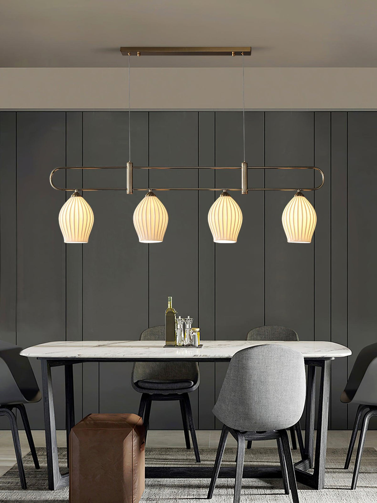 Ceramic Ribbed Pendnat Light