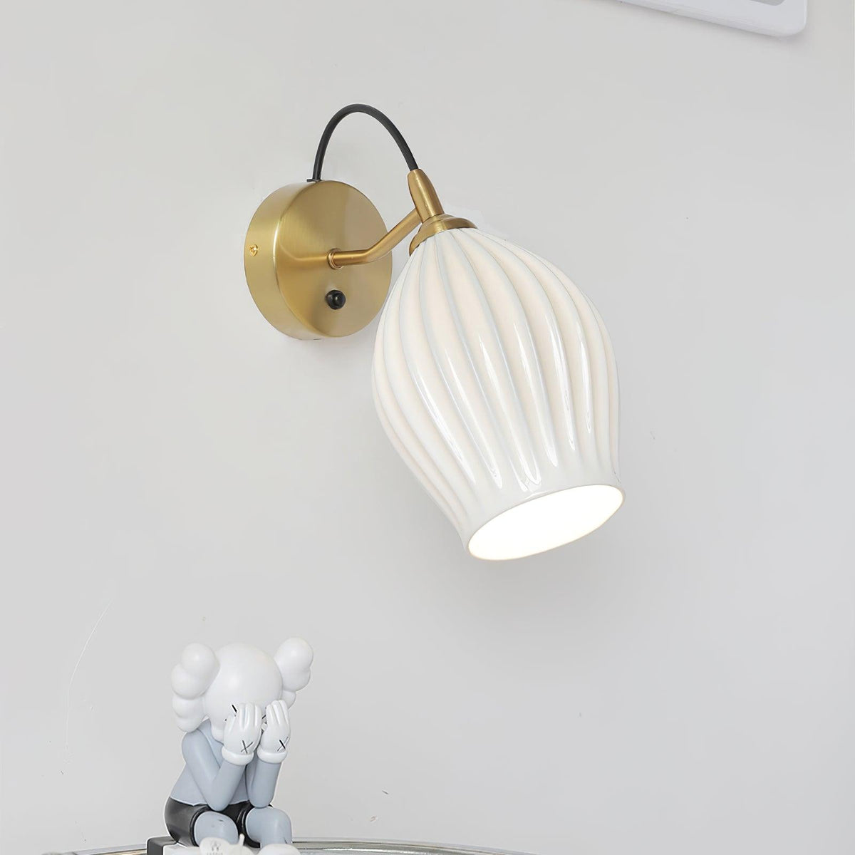 Ceramic Ribbed Wall Light 5.3"