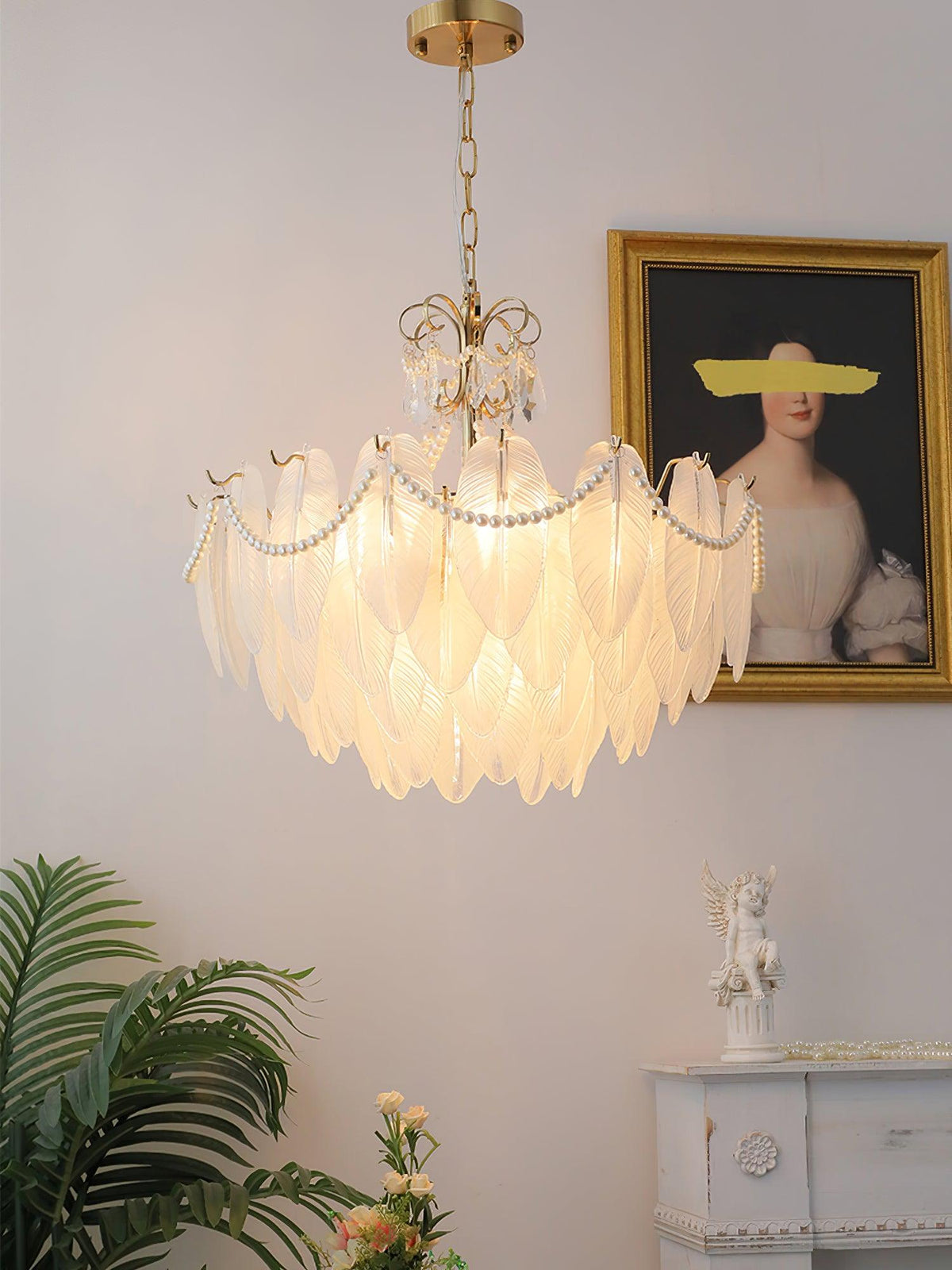 Contemporary Leaves Glass Chandelier