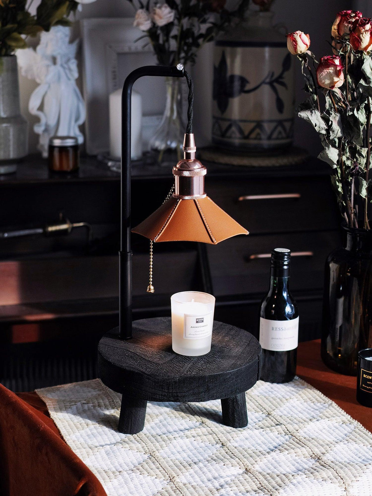 Cordero Wooden Stool Table Lamp 7.9"