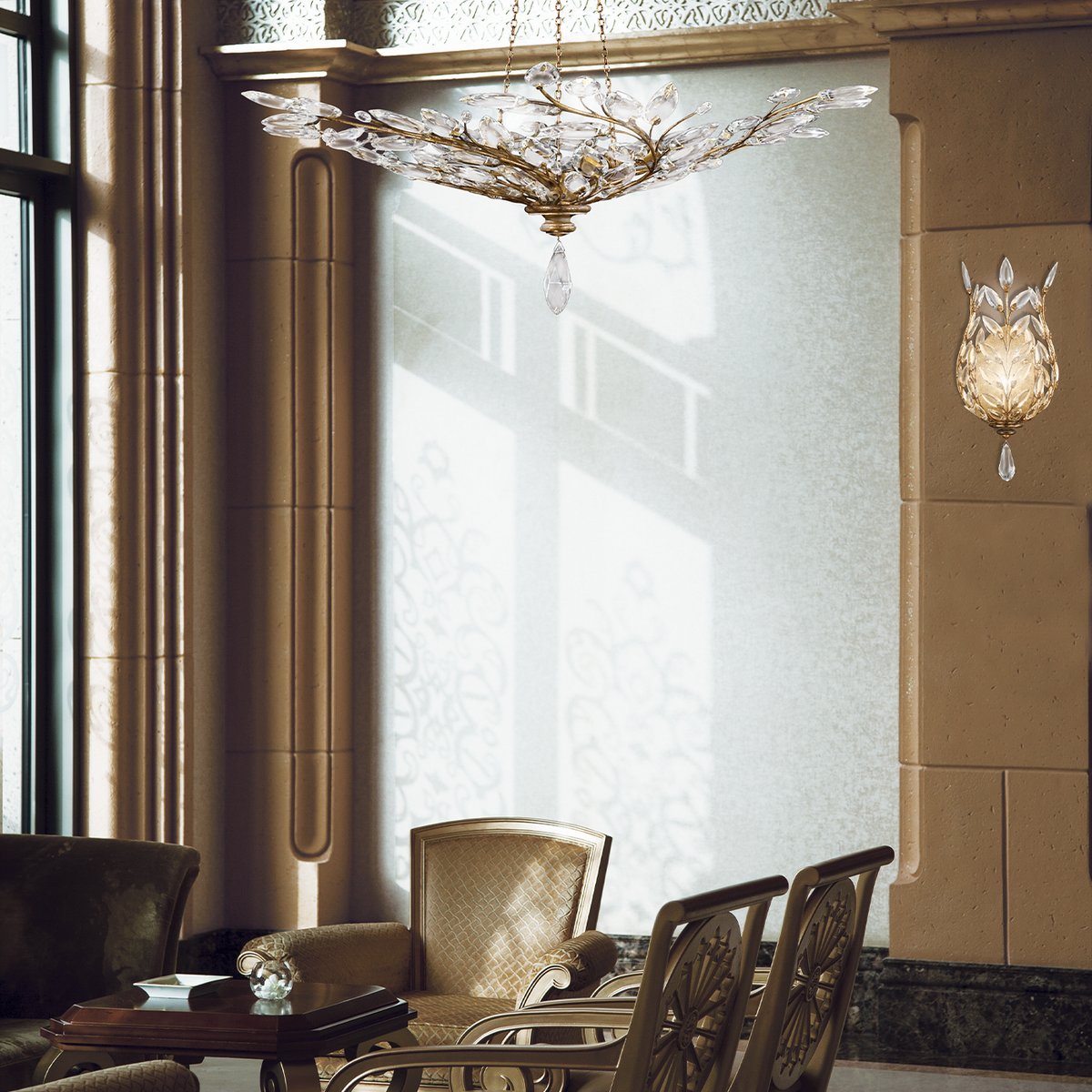 CRYSTAL LAUREL 47" W Round Pendant