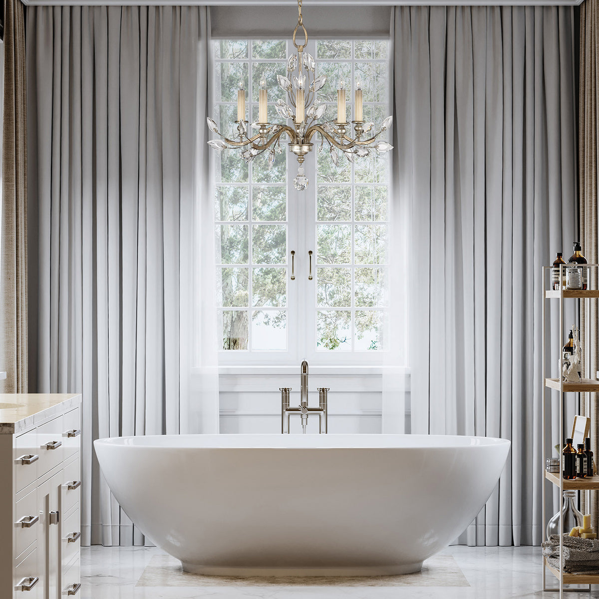 CRYSTAL LAUREL 32" W Round Chandelier