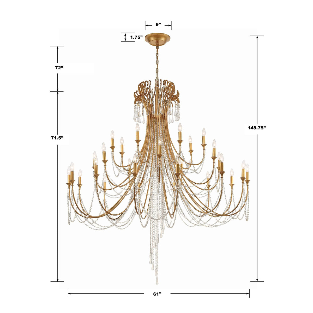 Crystorama Arcadia 61 Inch 28 Light Chandelier Cp527008
