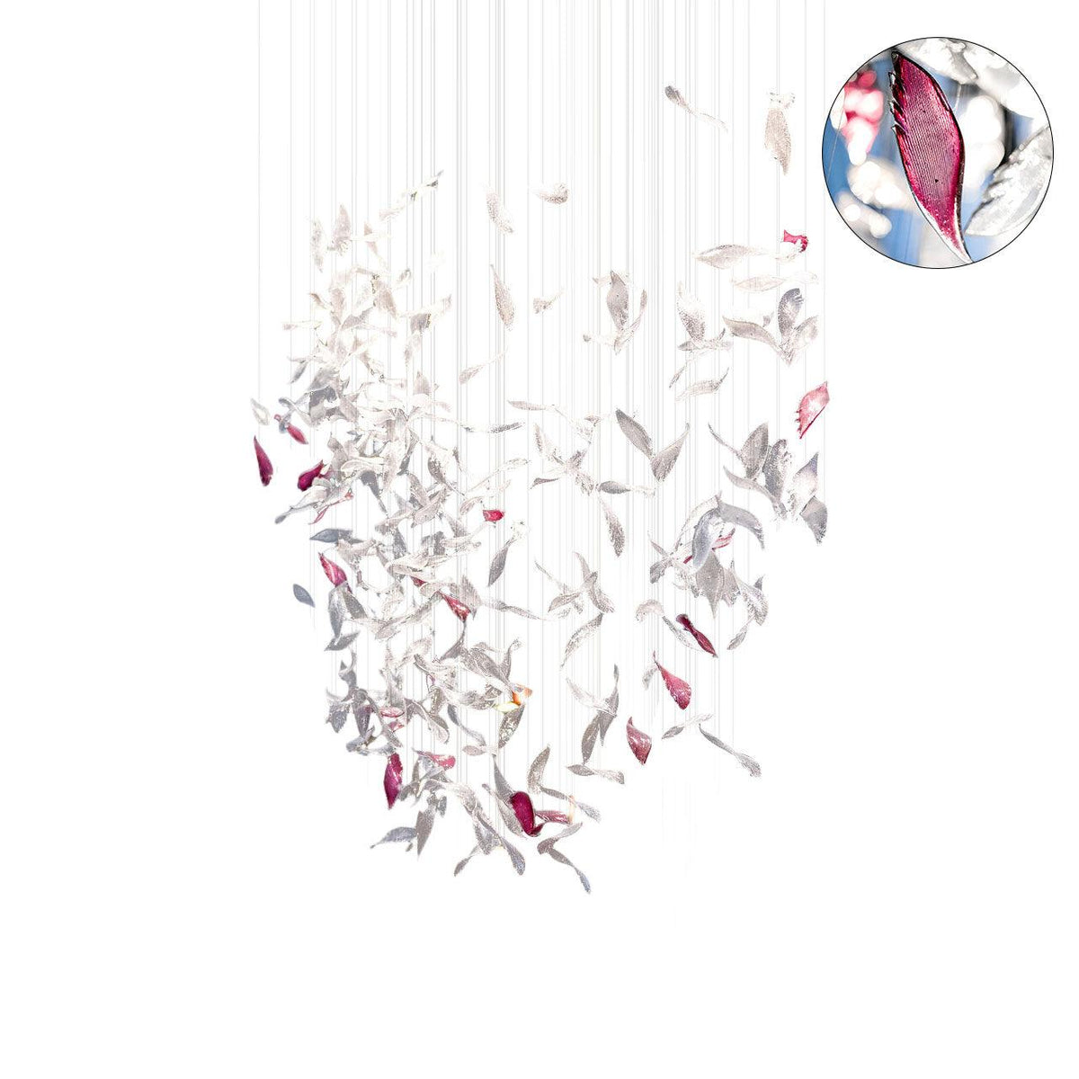 DIY Flying Glass Feather Chandelier