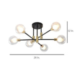 Modern Metal Glass Flush Mount Sputnik Light LED Bedroom Ceiling Lights