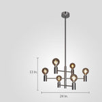 Nordic Style Black Sputnik Chandelier Industrial Mini Chandelier 6 Bulbs