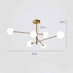 6-light LED Electroplated Glass Gold Modern Pendant Lighting Ceiling Lights