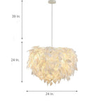 Modern Scandinavian Fabric Pendant Light??White & Gold, LED, Dimmable, 24''