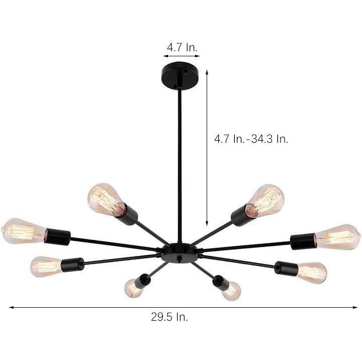 Mid-Century Sputnik Semi-Flush Mount Bedroom 193sq ft - 269sq ft Illumination Area Ceiling Light
