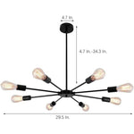 Mid-Century Sputnik Semi-Flush Mount Bedroom 193sq ft - 269sq ft Illumination Area Ceiling Light