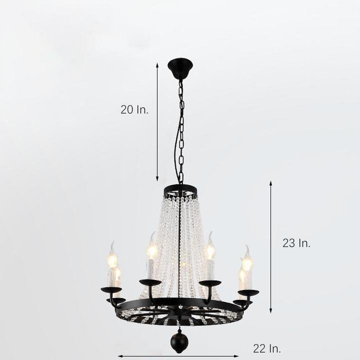 Empire Wagon Wheel Chandelier - 8/10/12 Candle Lights,20'' Adjustable Chain, Crystal Accents