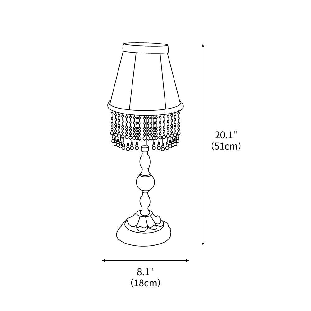 Edwardian Table Lamp with Appliquéd Beaded Shade 7.1"