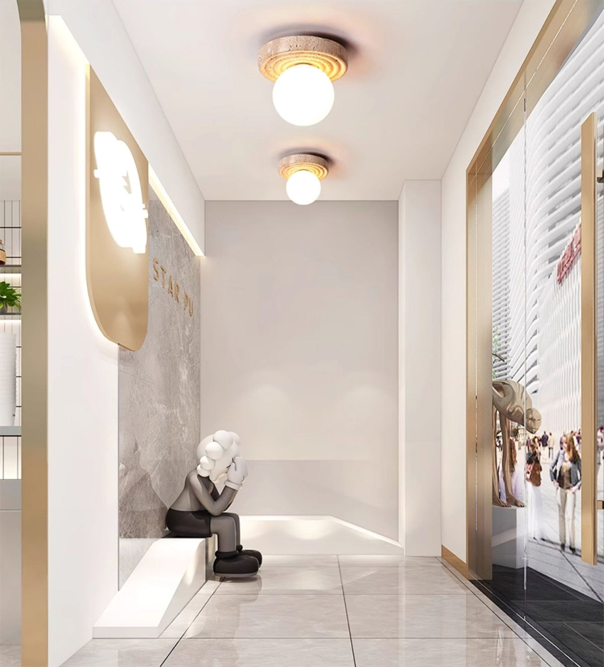 Elira Travertine Ceiling Light