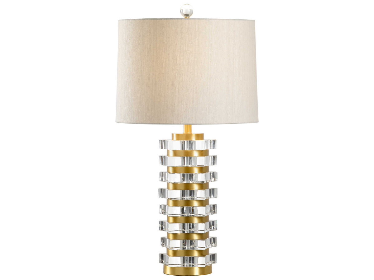 Frederick Cooper Layers Of Luxe Crystal Gold Clear Cream Raw Silk Buffet Lamp