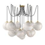 Four Hands Spider Chandelier - Marbled Matte Glass - Burnished Brass