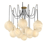 Four Hands Spider Chandelier - Marbled Matte Glass - Burnished Brass