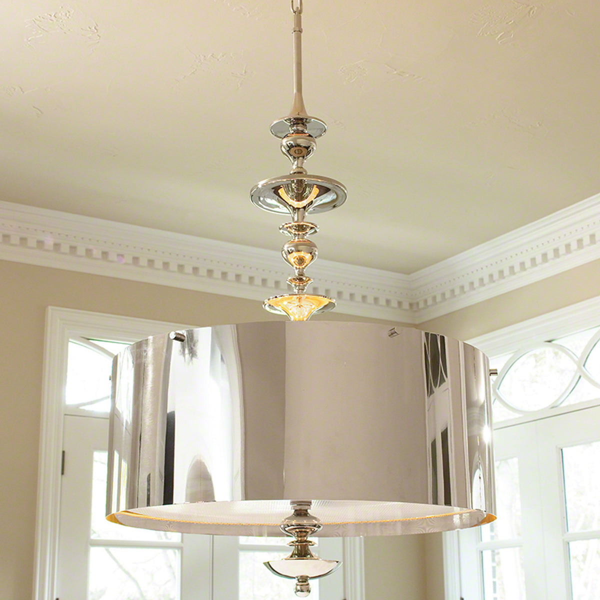 Global Views Turned Pendant Chandelier - Nickel - Lg