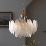 Glass Feather Pearl Chandelier