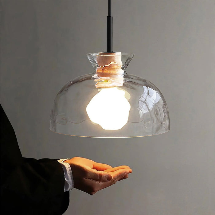 Glass Wood Pendant Light