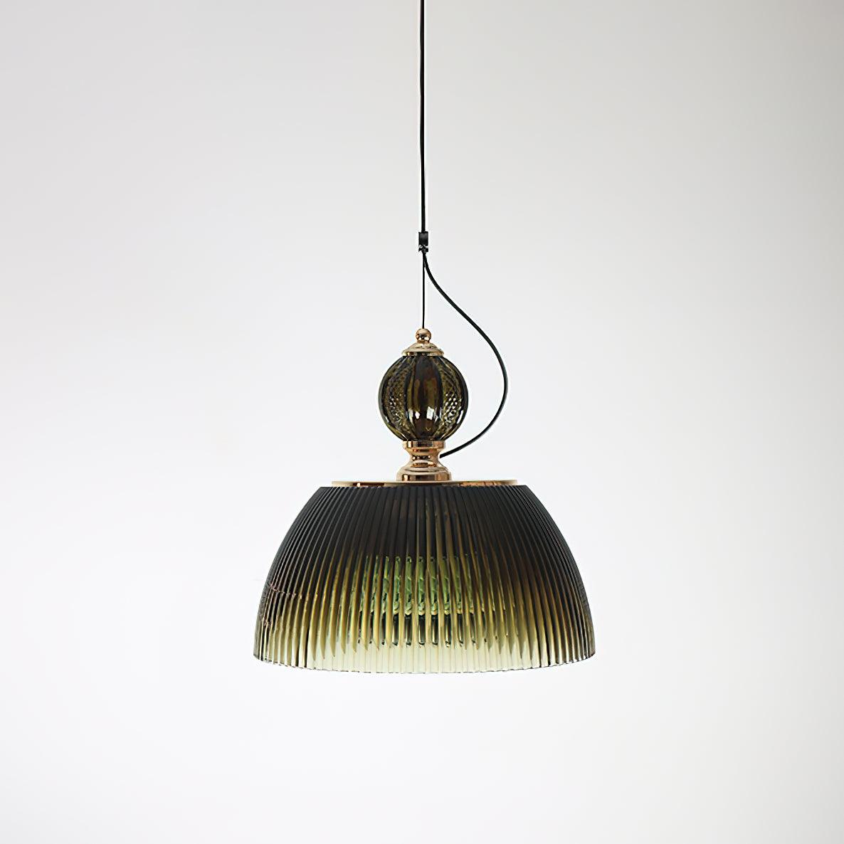 Green Glass Bowl Pendant Lamp 12.6″