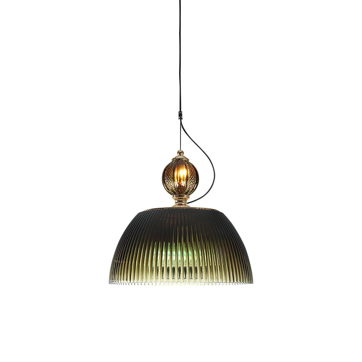 Green Glass Bowl Pendant Lamp 12.6″