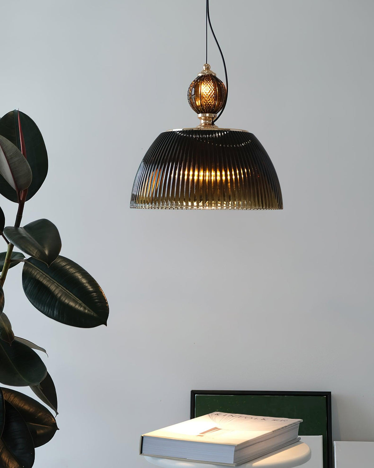 Green Glass Bowl Pendant Lamp 12.6″