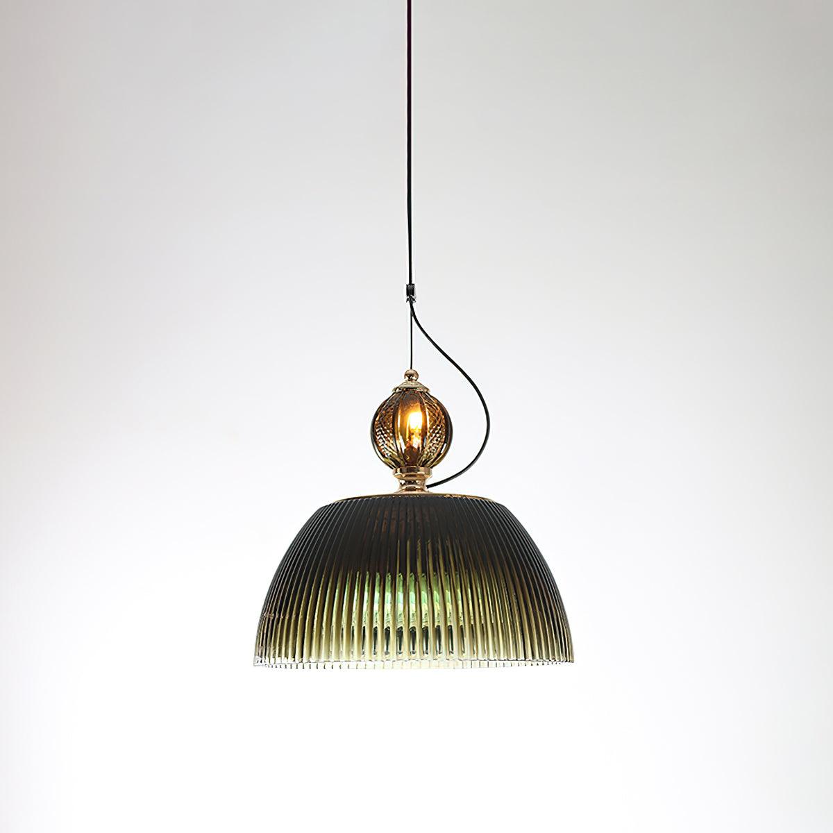 Green Glass Bowl Pendant Lamp 12.6″