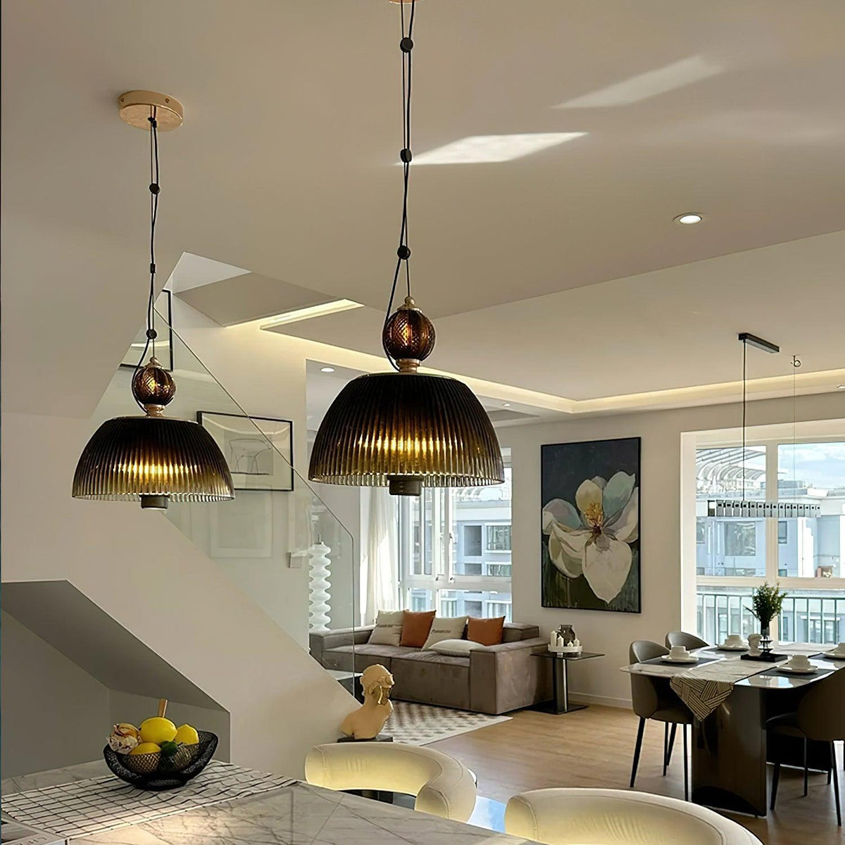 Green Glass Bowl Pendant Lamp 12.6″