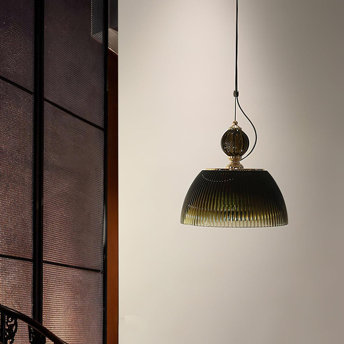 Green Glass Bowl Pendant Lamp 12.6″