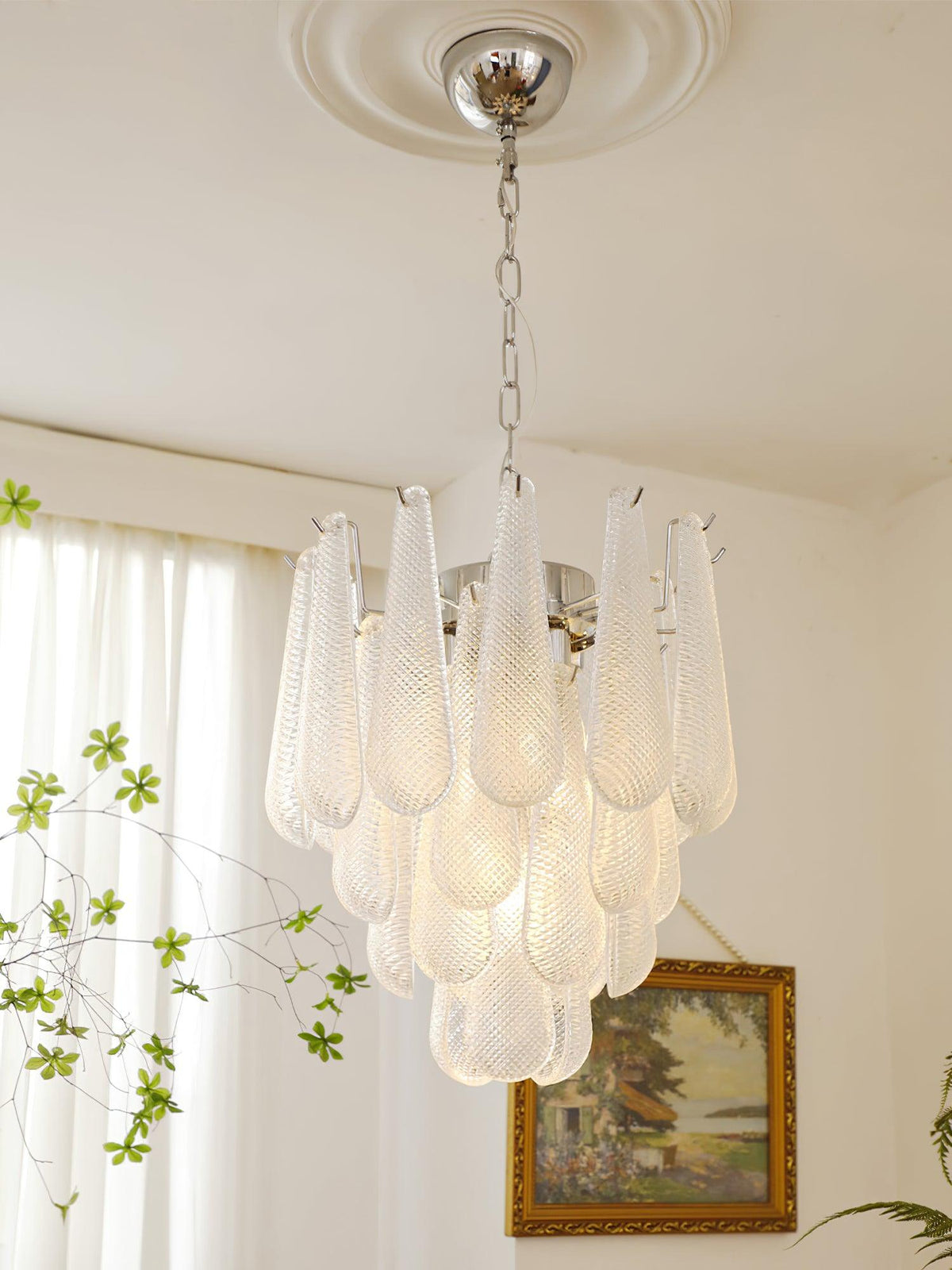 Grid Glass Waterfall Chandelier