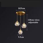 Diamond Crystal Copper LED Pendant Chandelier for Stylish Indoor Lighting.