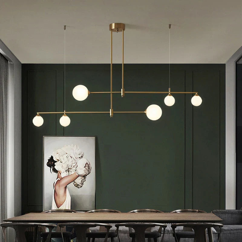 Gold Copper Glass Ball Chandelier Pendant for Dining Room & Kitchen