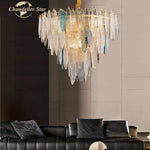 LED Glass Metal Leaf Chandelier: Luxury Postmodern Lighting for Home Decor, Bedroom, Living Room