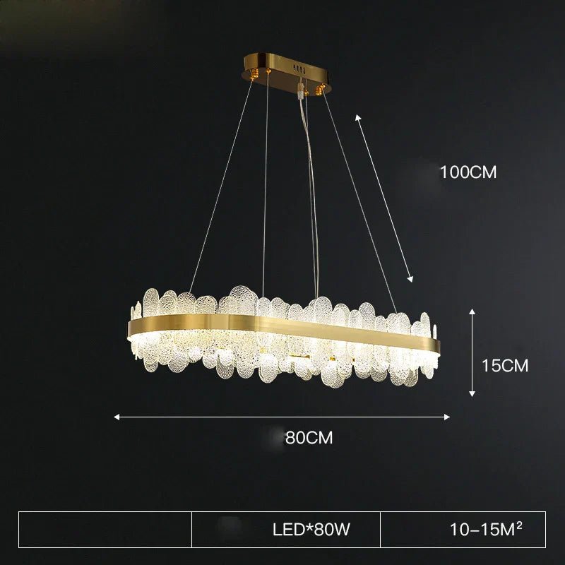 Golden Stainless Steel LED Designer Chandelier for Dining Room