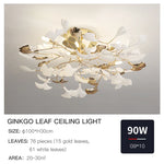 Ginkgo Leaf Bedroom Lamp: Post-modern Minimalist Art Ceiling Light, Elegant and Romantic