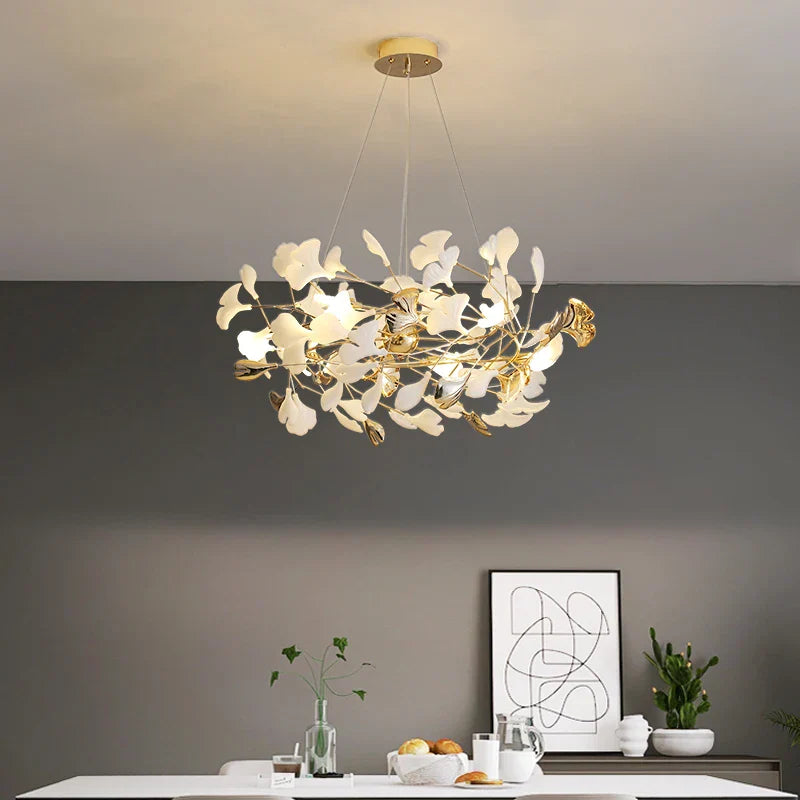 Ginkgo Leaf Decor Chandelier - Nordic Fine Flower Art Light for Living Room