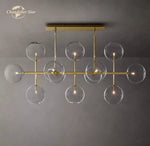 Farmhouse Clear Glass Linear Chandelier - Rustic Chic Pendant Lighting for Dining Room