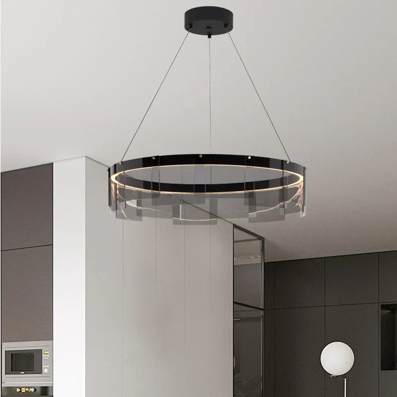 Stratos Glass LED Chandelier Rings for Dining Hall Bedroom Luxury Lighting