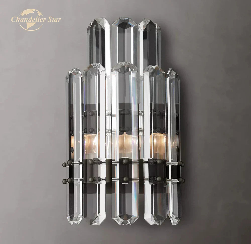Crystal LED Wall Sconce Two Tiers Indoor Lighting for Bathroom Bedroom