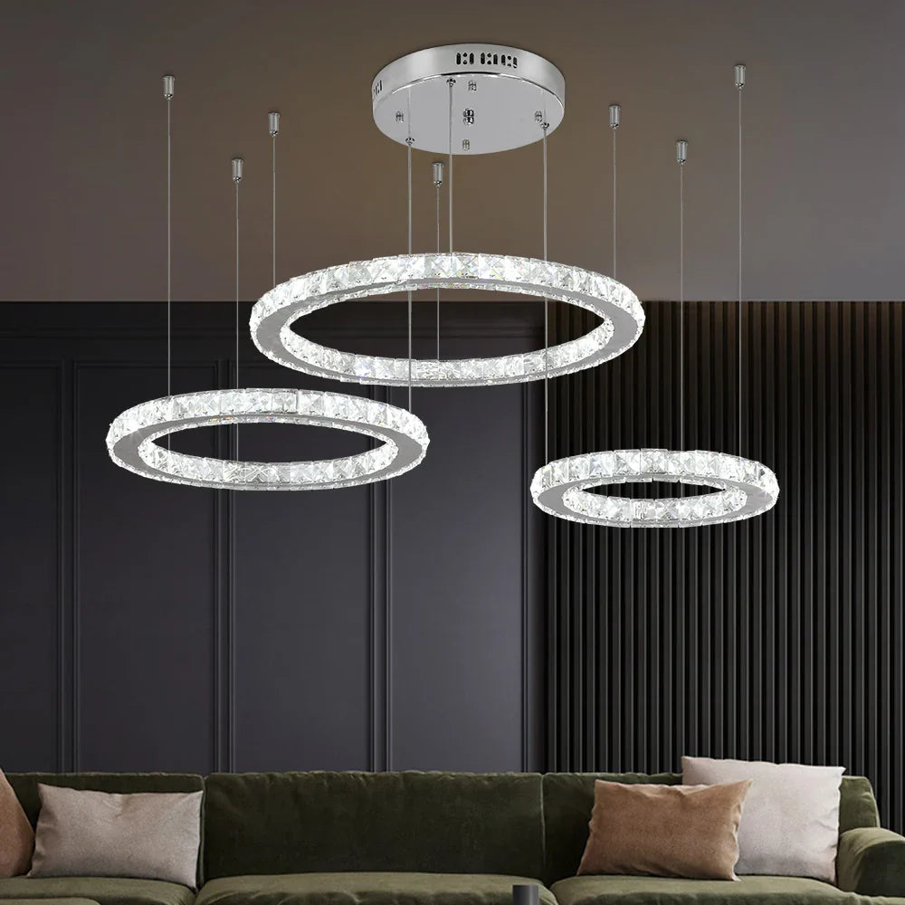 Crystal LED Chandeliers: Modern Pendant Light for Living Room.
