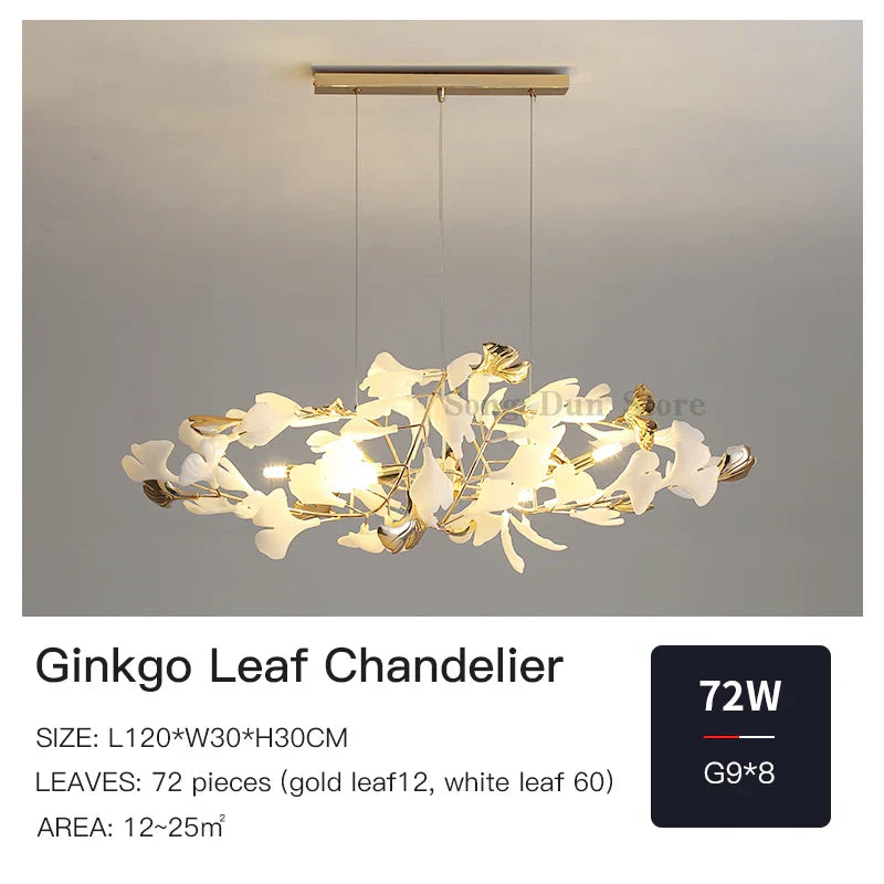 Ginkgo Leaf Decor Chandelier - Nordic Fine Flower Art Light for Living Room
