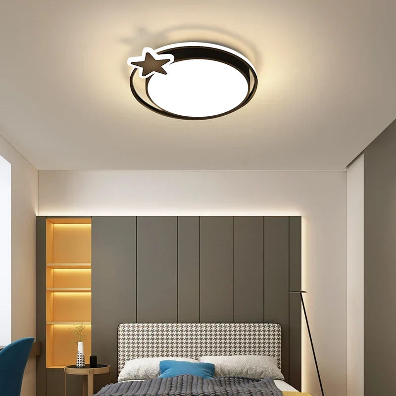 Modern Black LED Ceiling Lamps for Living Room Bedroom Chandelier Fixtures
