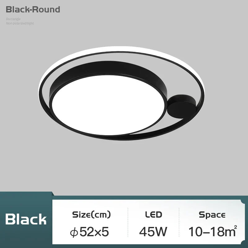 Modern Black LED Ceiling Lamps for Living Room Bedroom Chandelier Fixtures