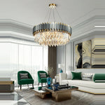 Art Deco Golden Crystal Chandelier LED Hanging Lamp