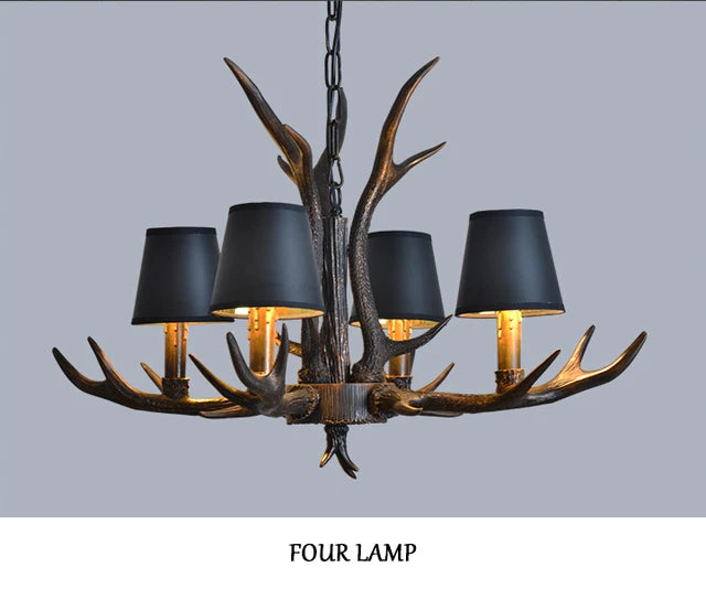 Retro Antlers LED Chandelier Table Dining Room Kitchen Interior Lighting Fixture