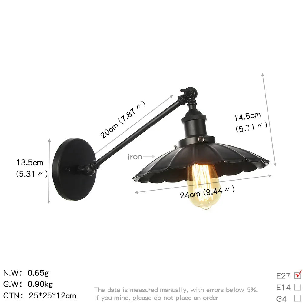 Vintage Industrial Wall Light Sconce LED Retro Bedroom Stair Loft Up Down Lamp